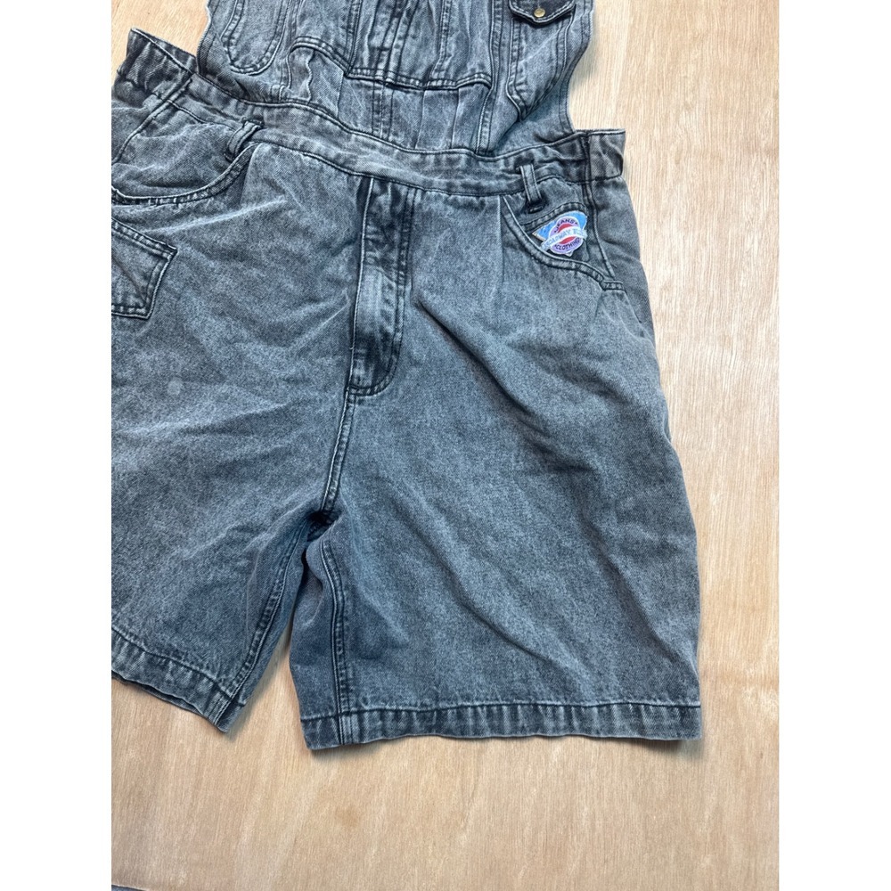 Vintage Broadway Blues Womens XL Black Acid Wash Denim Overalls Shortalls Y2K - Picture 3 of 8